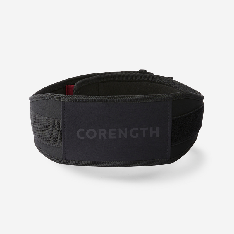 Ceinture lombaire de musculation double systeme de fermeture en nylon noire pour les clubs et collectivites Decathlon Pro