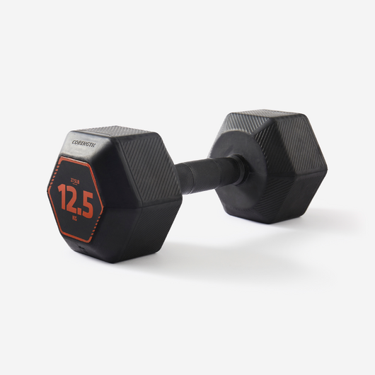 Haltères de cross training et musculation 12,5 kg - dumbbell hexagonale noire