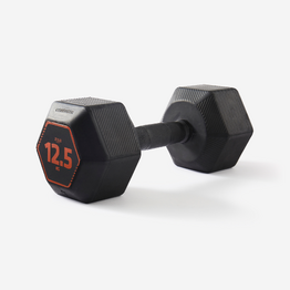 Haltères de cross training et musculation 12,5 kg - dumbbell hexagonale noire