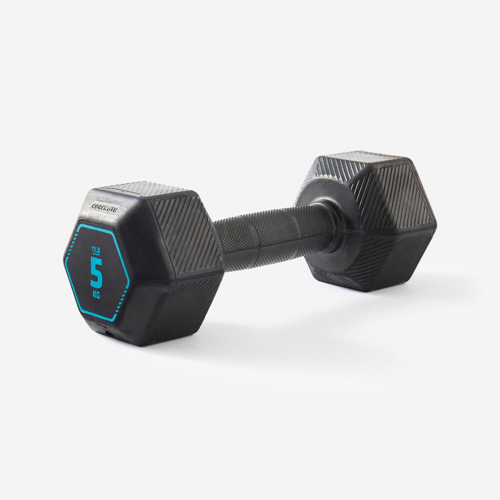 Hantel 5 kg Crosstraining Krafttraining - Hex Dumbbell schwarz