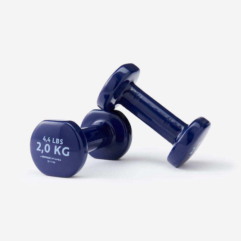 Mancuernas Vinilo 2 x 2kg. Fitness Gym Pilates Nyamba azul