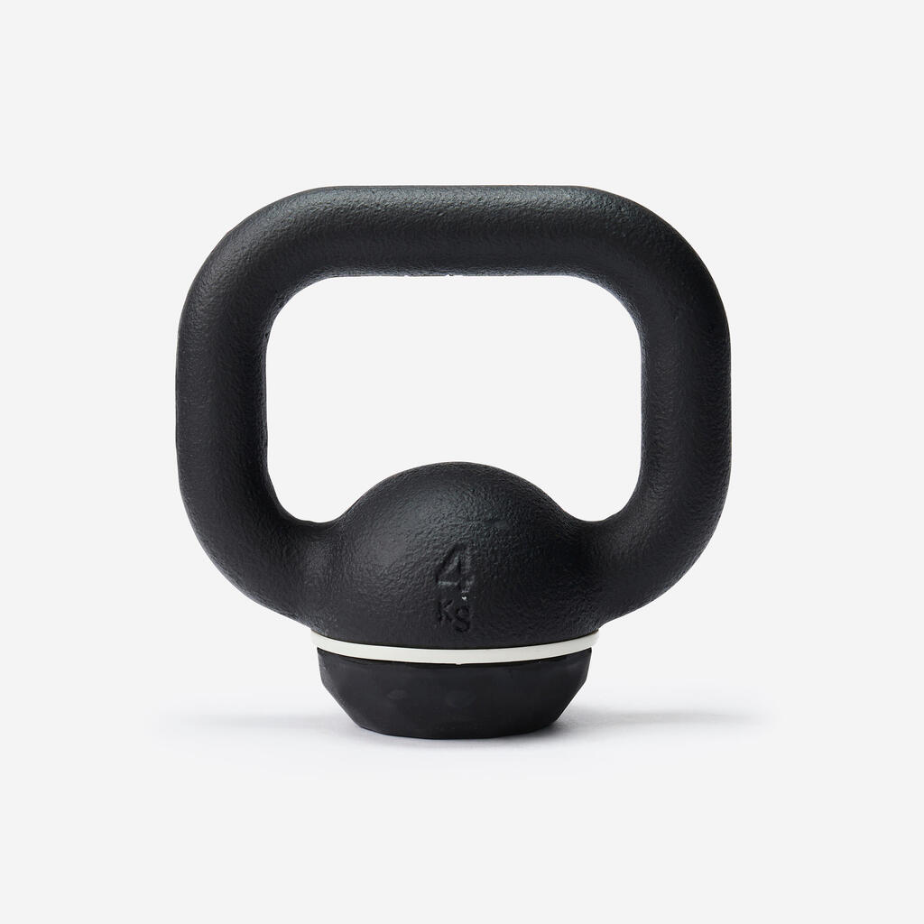 Kettlebell en fonte et base caoutchouc - 4 kg