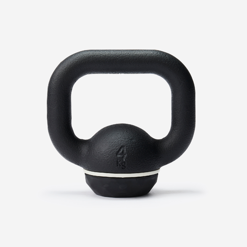 Kettlebell en fonte et base caoutchouc 4 kg, composé à 80 % de fonte recyclée