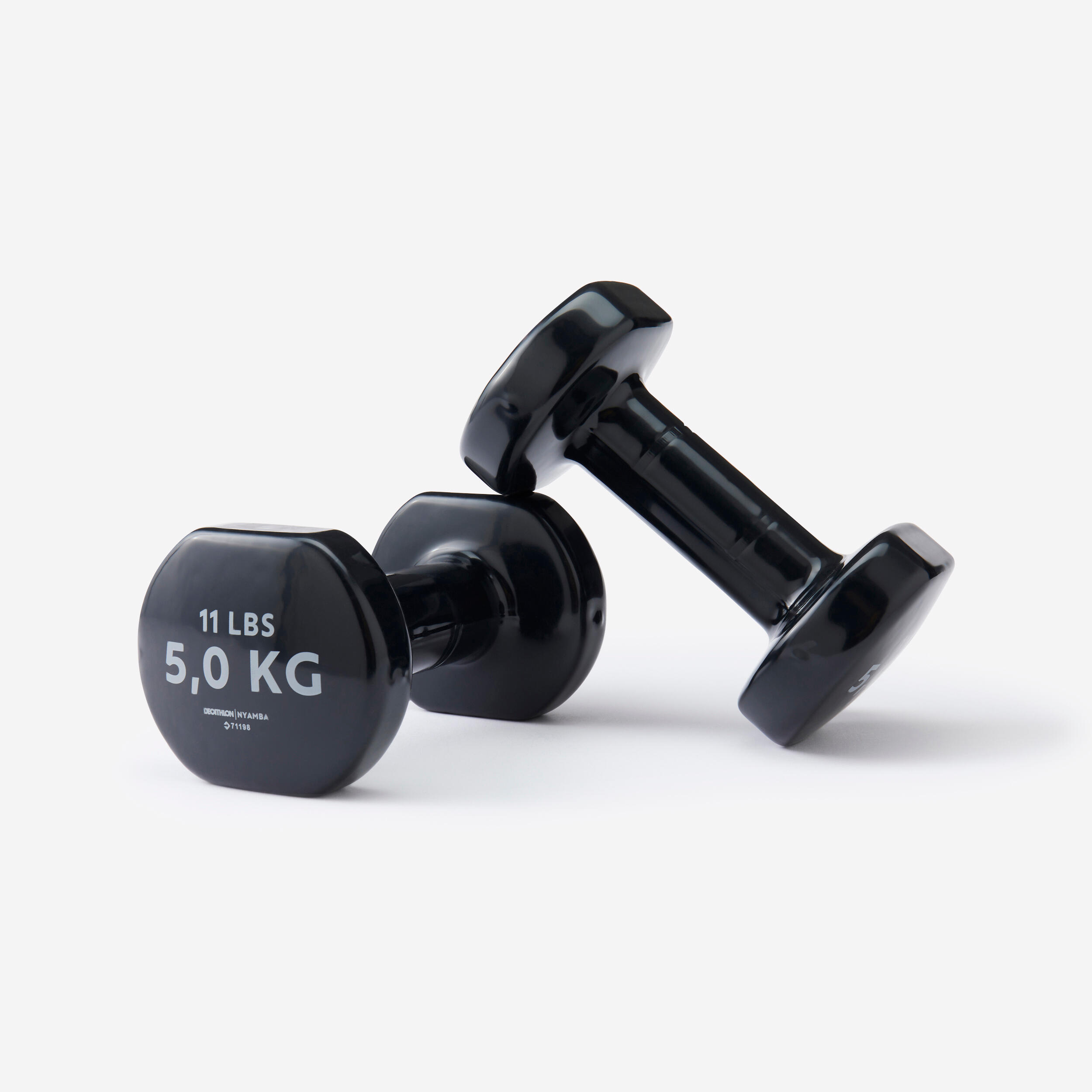 5 kg Fitness Dumbbells Twin-Pack, Partially Recycled Cast Iron - Black