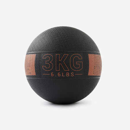 Medecine Ball 3kg caoutchouc - noir / orange