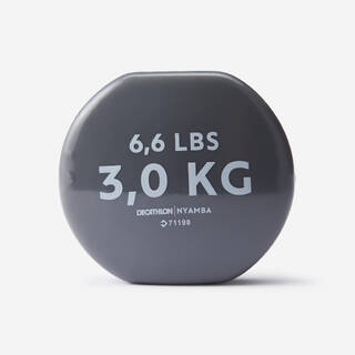Set of 2 Hex Shaped PVC Dumbbells, 3kg, Soft Touch with 2 Years Warranty - Grey