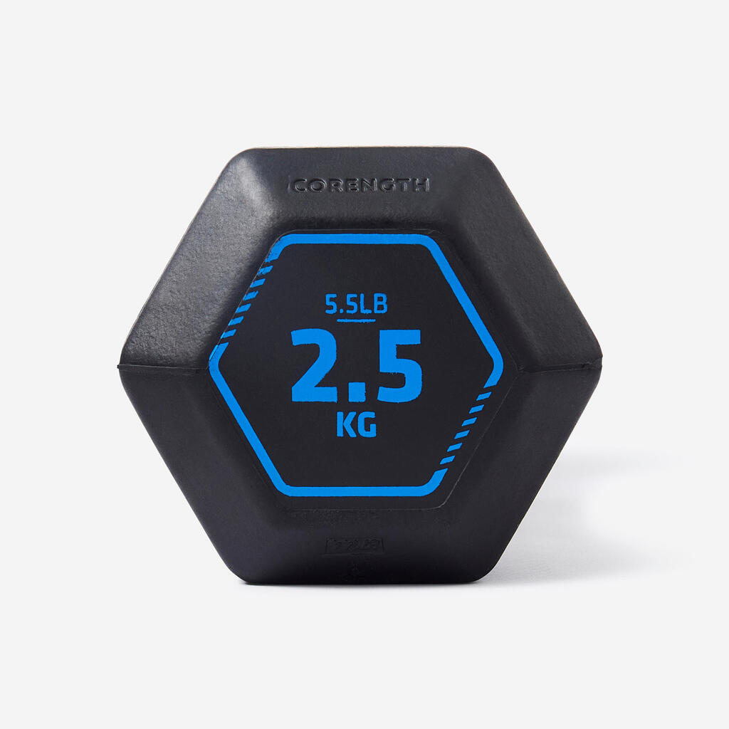 Haltère de cross training et musculation 2,5 kg - Dumbbell hexagonale noire