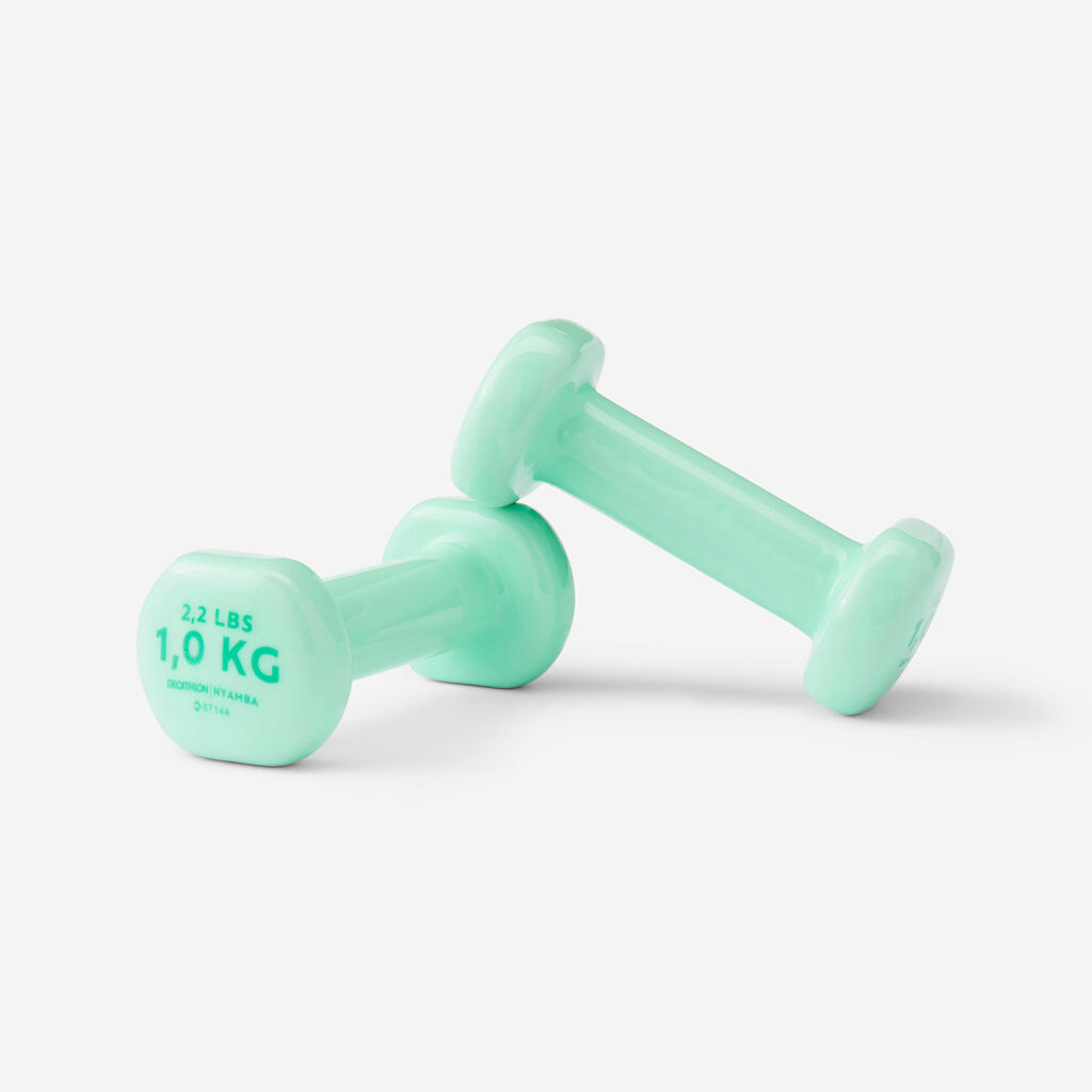 Fitness 1 kg Dumbbells Twin-Pack - Green