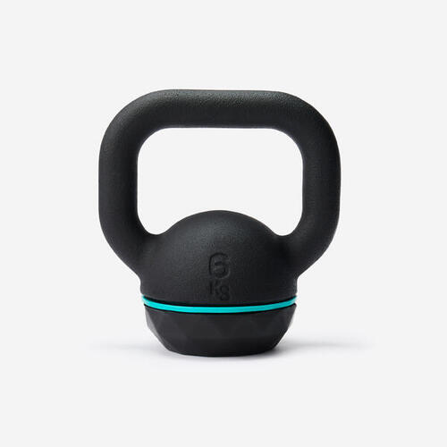 Kettlebell en fonte et base caoutchouc 6 kg, fonte en partie recyclée