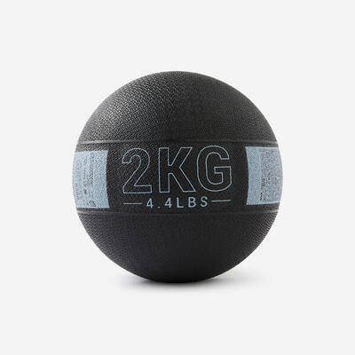 Medicine ball 2 kg rubber zwart grijs