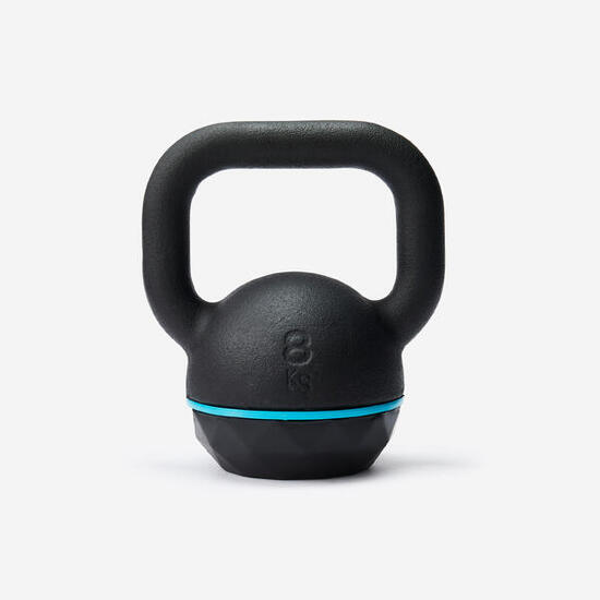 Kugelhantel Kettlebell Gusseisen teilweise recycelt mit Basis aus Gummi 8 kg