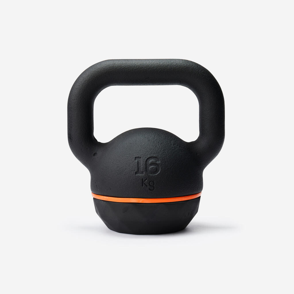 Kettlebell de musculation en fonte et base caoutchouc - 16 kg