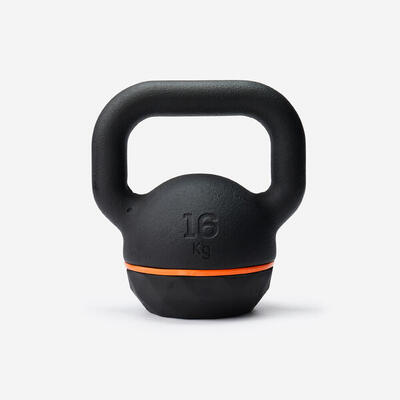 Kugelhantel Kettlebell Gusseisen teilweise recycelt mit Basis aus Gummi 16 kg