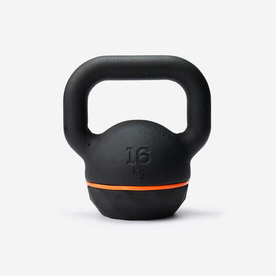 Kugelhantel Kettlebell Gusseisen teilweise recycelt mit Basis aus Gummi 16 kg