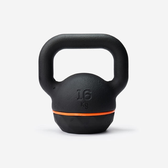 Kugelhantel Kettlebell aus Gusseisen und Basis aus Gummi  - 16 kg
