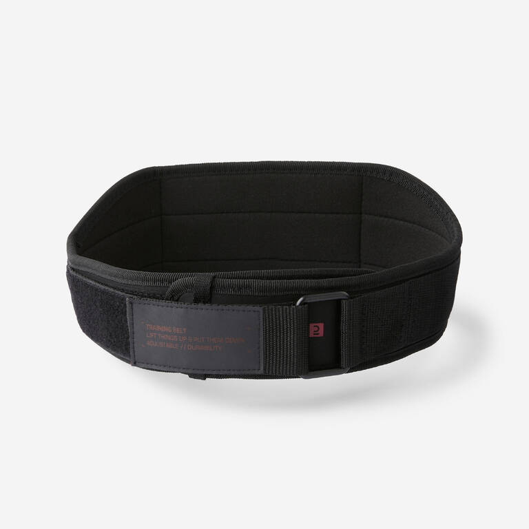 Weight Training Belt with Dual Nylon Closure - Black