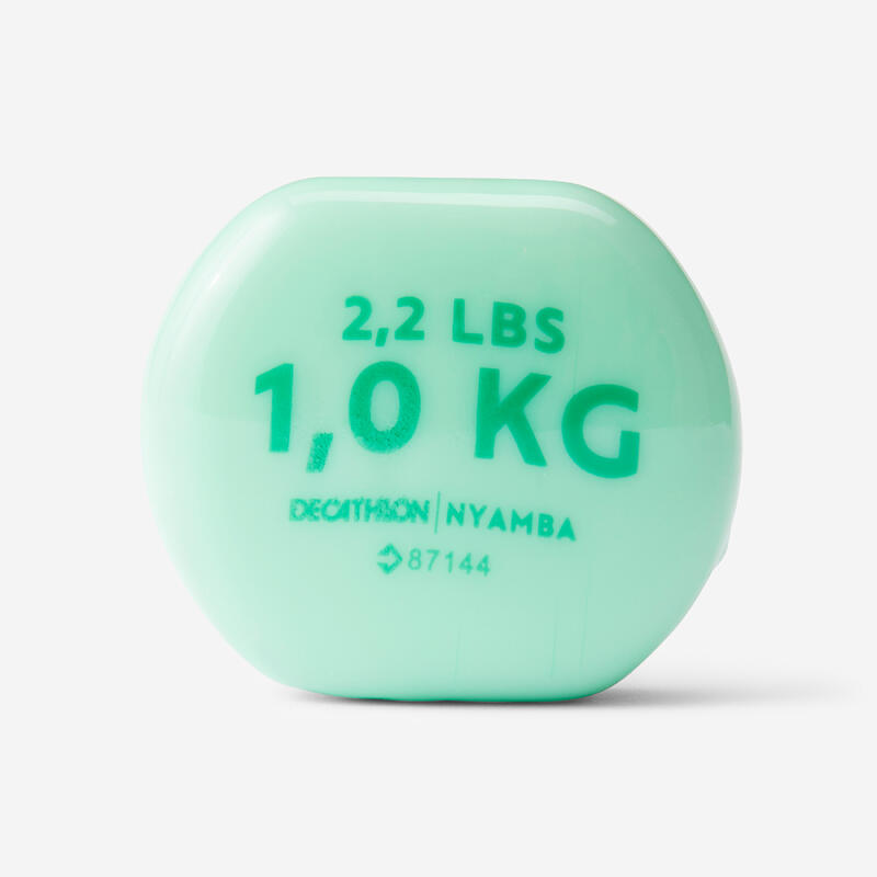 Gantere fitness 2x 1 kg, verde, fontă parțial reciclată