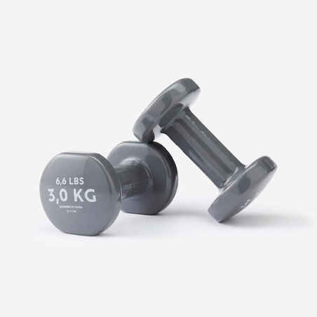 PAIRE D'HALTÈRES FITNESS 2*3 KG - GRIS