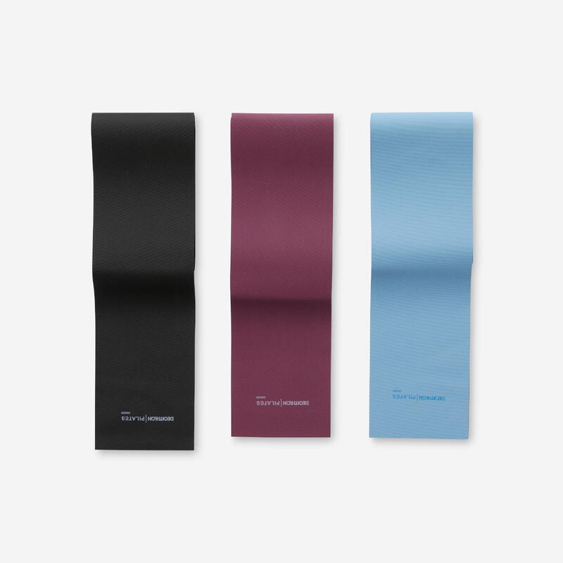 Lote de 3 elásticos de pilates - resistência 2, 3 e 4 kg