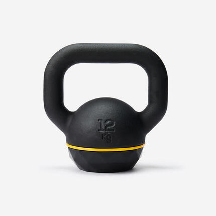 Kettlebell en fonte et base caoutchouc 12 kg, composé à 80 % de fonte recyclée
