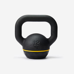 Kettlebell en fonte et base caoutchouc 12 kg, composé à 80 % de fonte recyclée