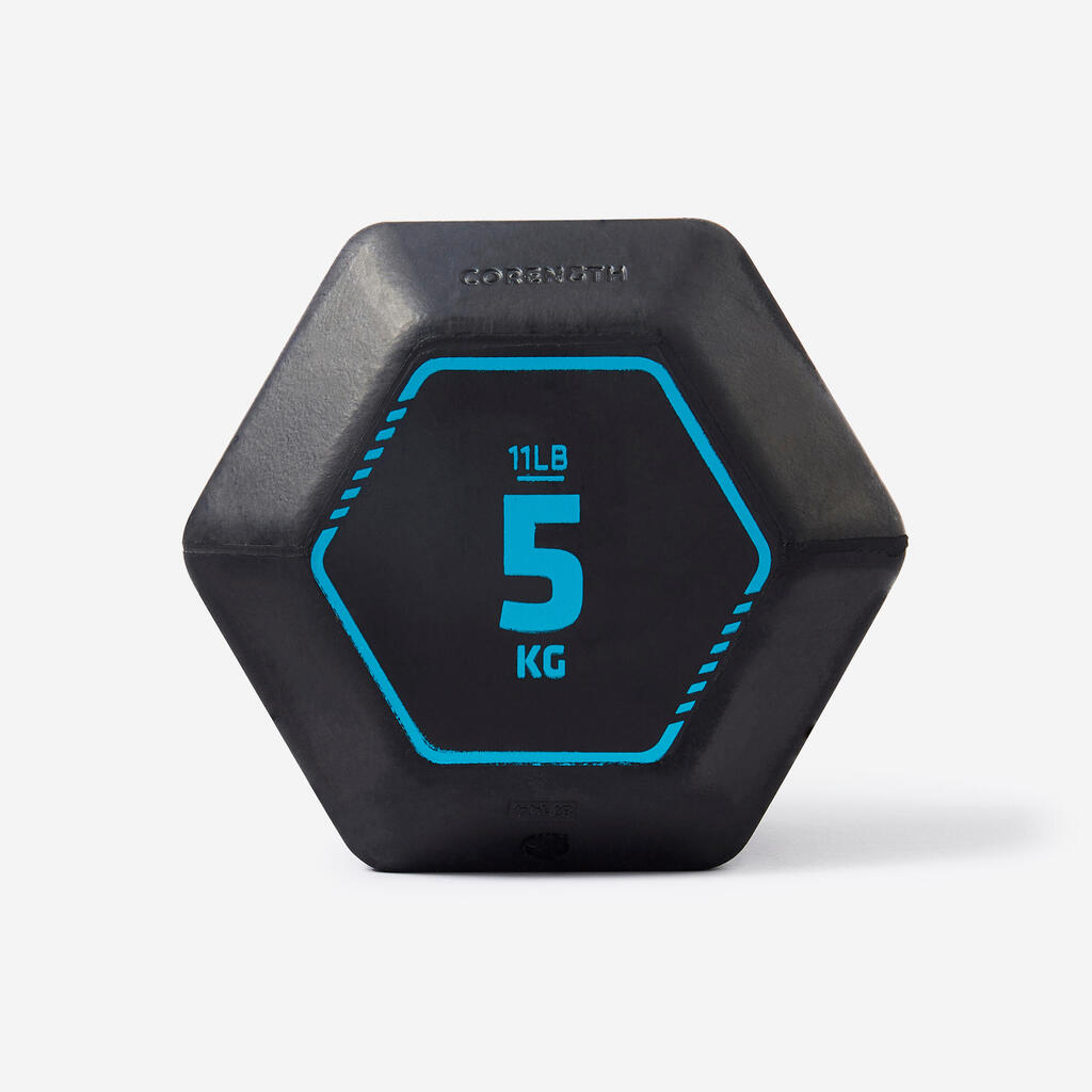Črna šesterokotna utež za trening (5 kg)