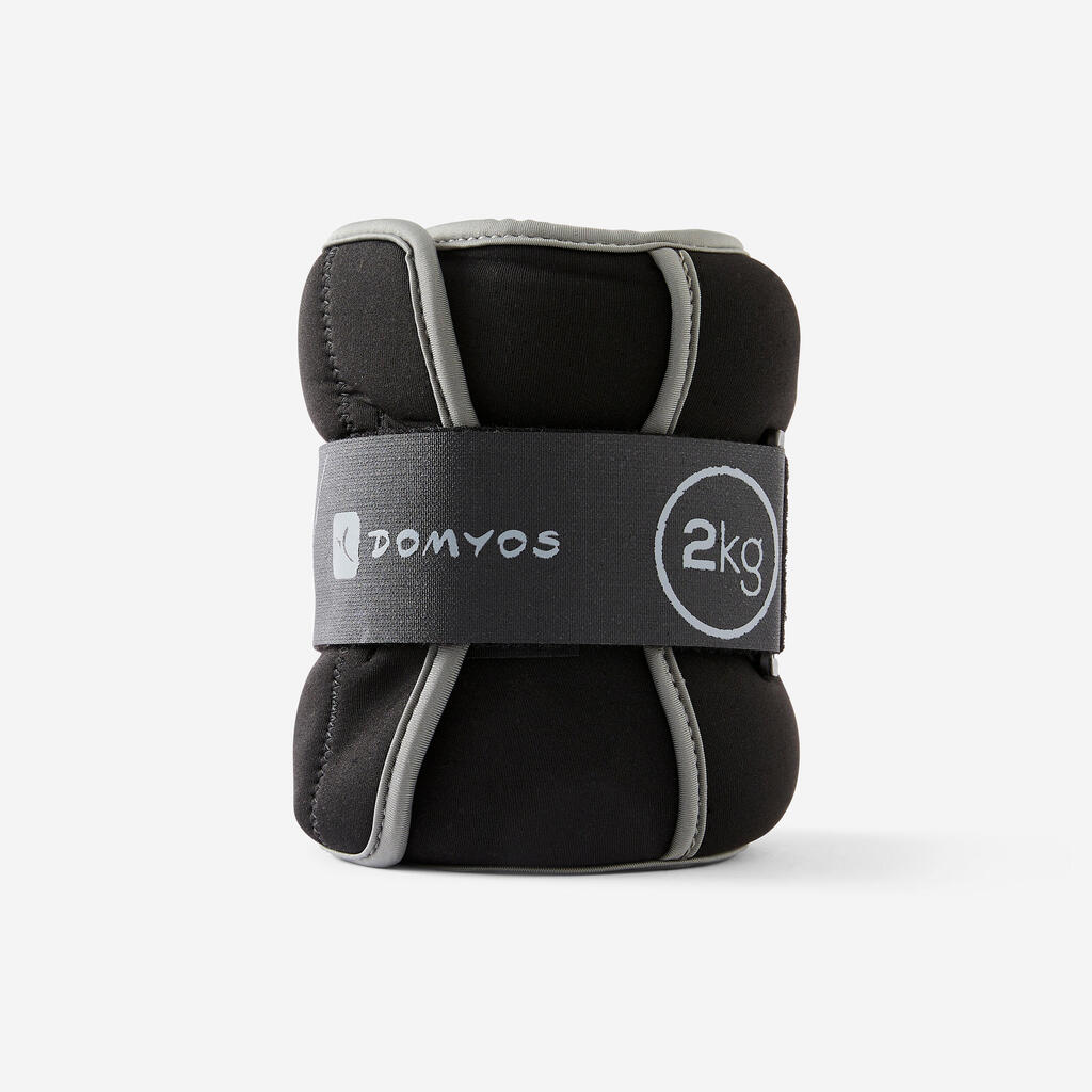 2 kg Adjustable Wrist / Ankle Weights Twin-Pack - Grey