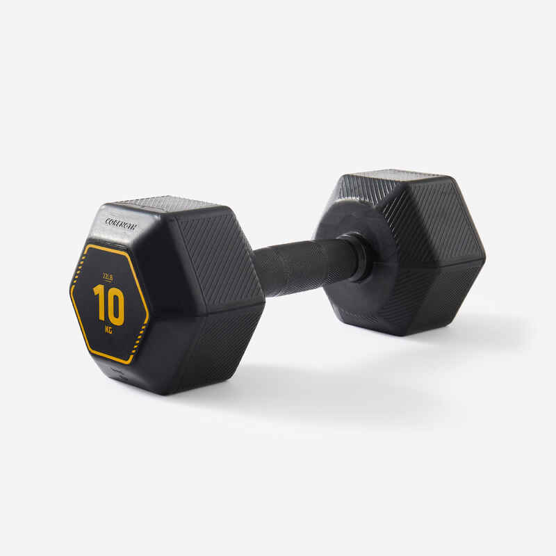 10 kg Cross Training and Weight Training Hexagonal Dumbbell - Black