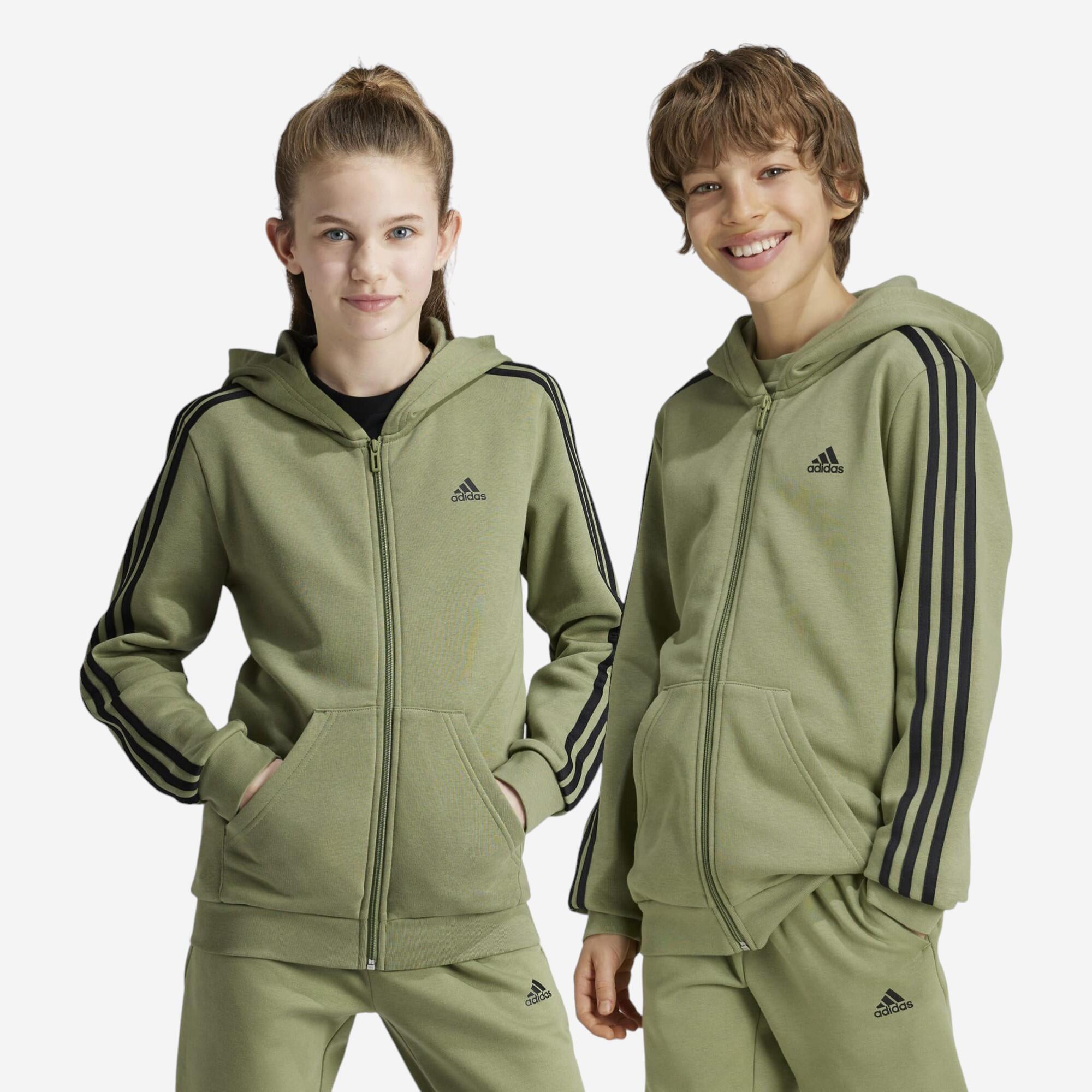 Adidas - Sweat Zippé 3 Bandes Adidas Enfant - Vert - Veste - Education Sportive Enfant - - 8 À 10 Ans - Decathlon