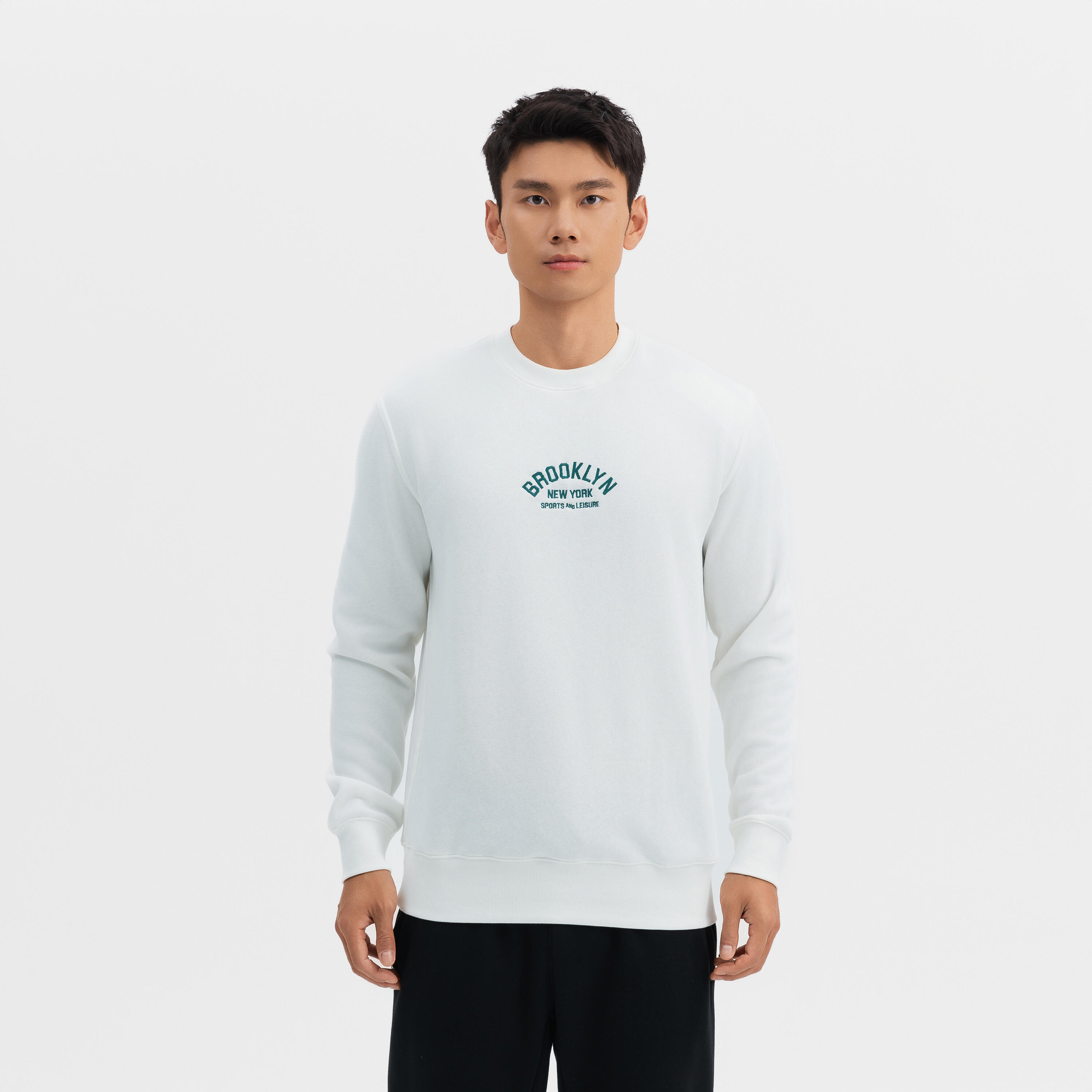 White cotton crew neck sweater sale
