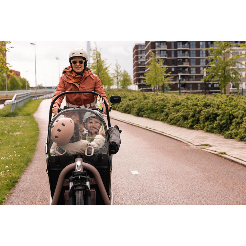 Dames regenjas met capuchon voor op de fiets terracotta