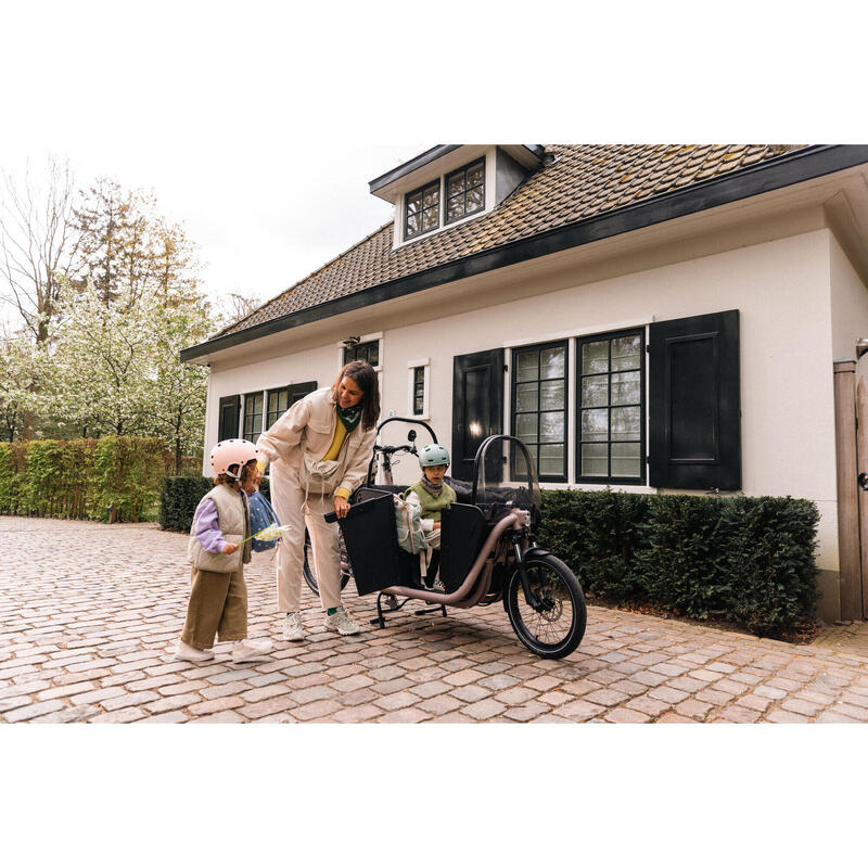 BICICLETA ELÉTRICA DE CARGA COM CAPOTA FAMÍLIA F900E CINZENTO TOUPEIRA