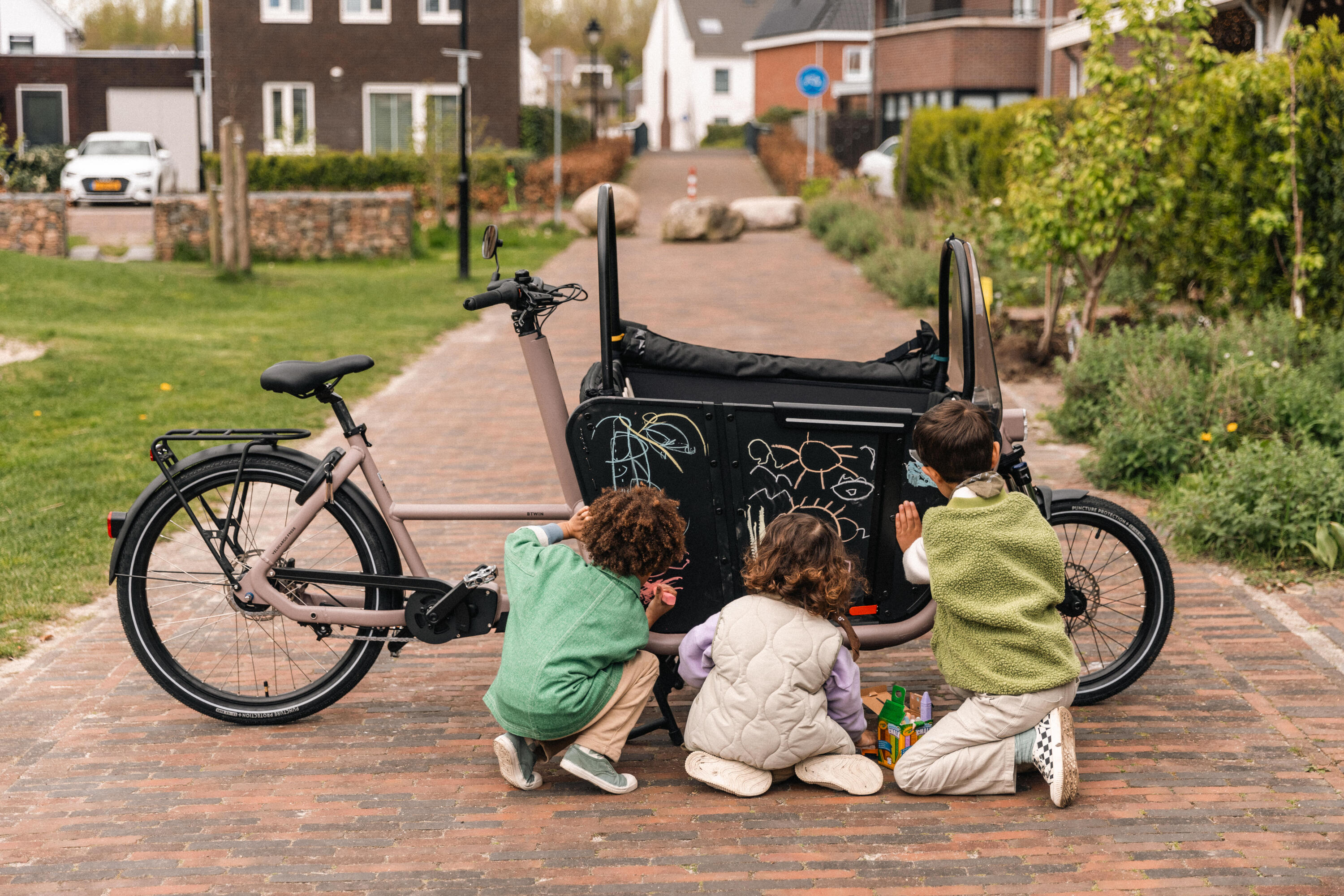 Velo cargo electrique biporteur famille f900e taupe 26/29