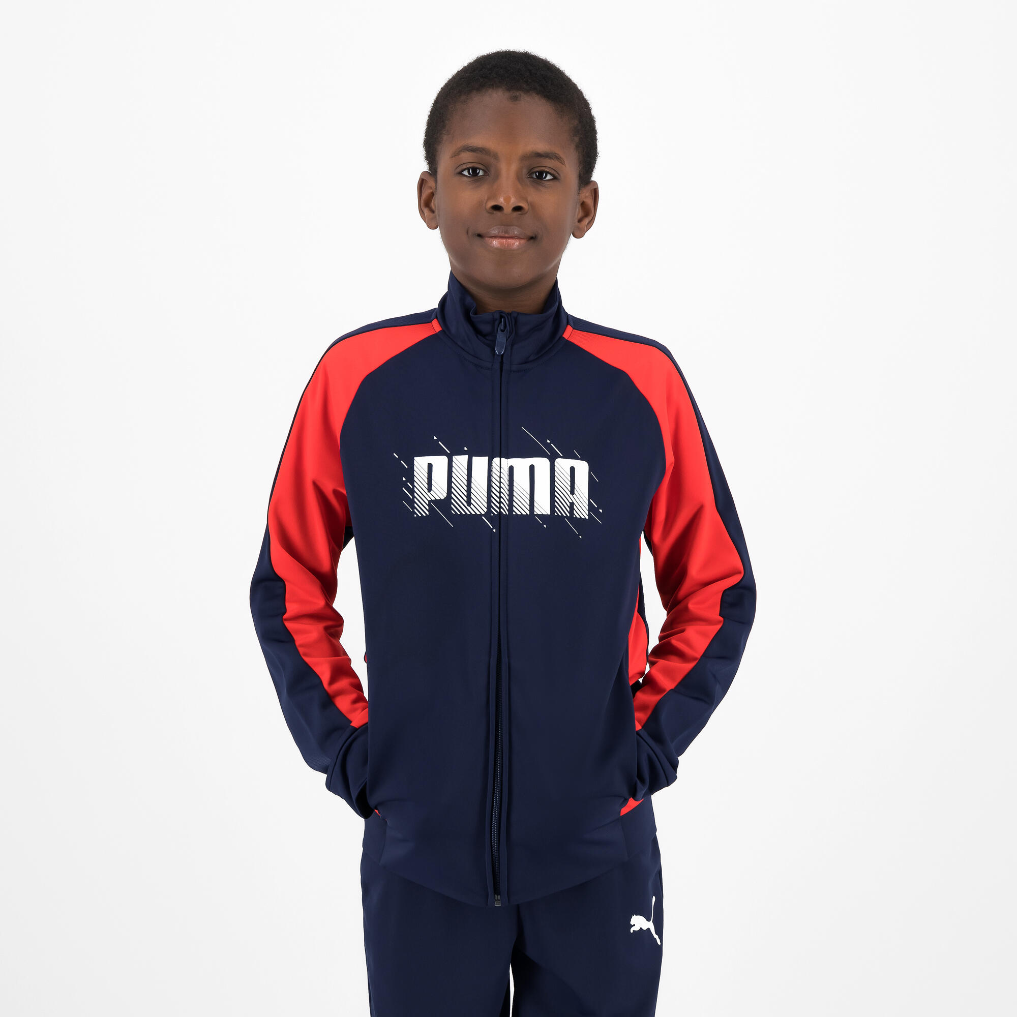 Puma Trainingsanzug Kinder blau rot Decathlon