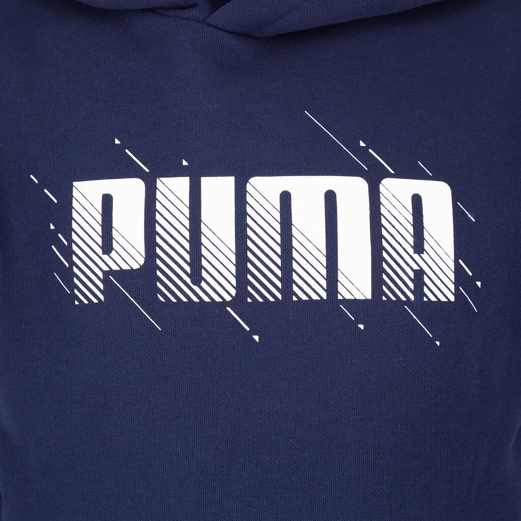 Detská mikina s kapucňou Puma námornícka modrá s nápisom