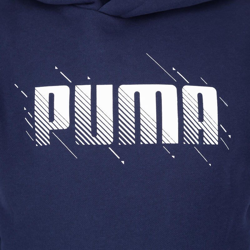 Felpa Puma bambino ginnastica con cappuccio pesante blu stampata