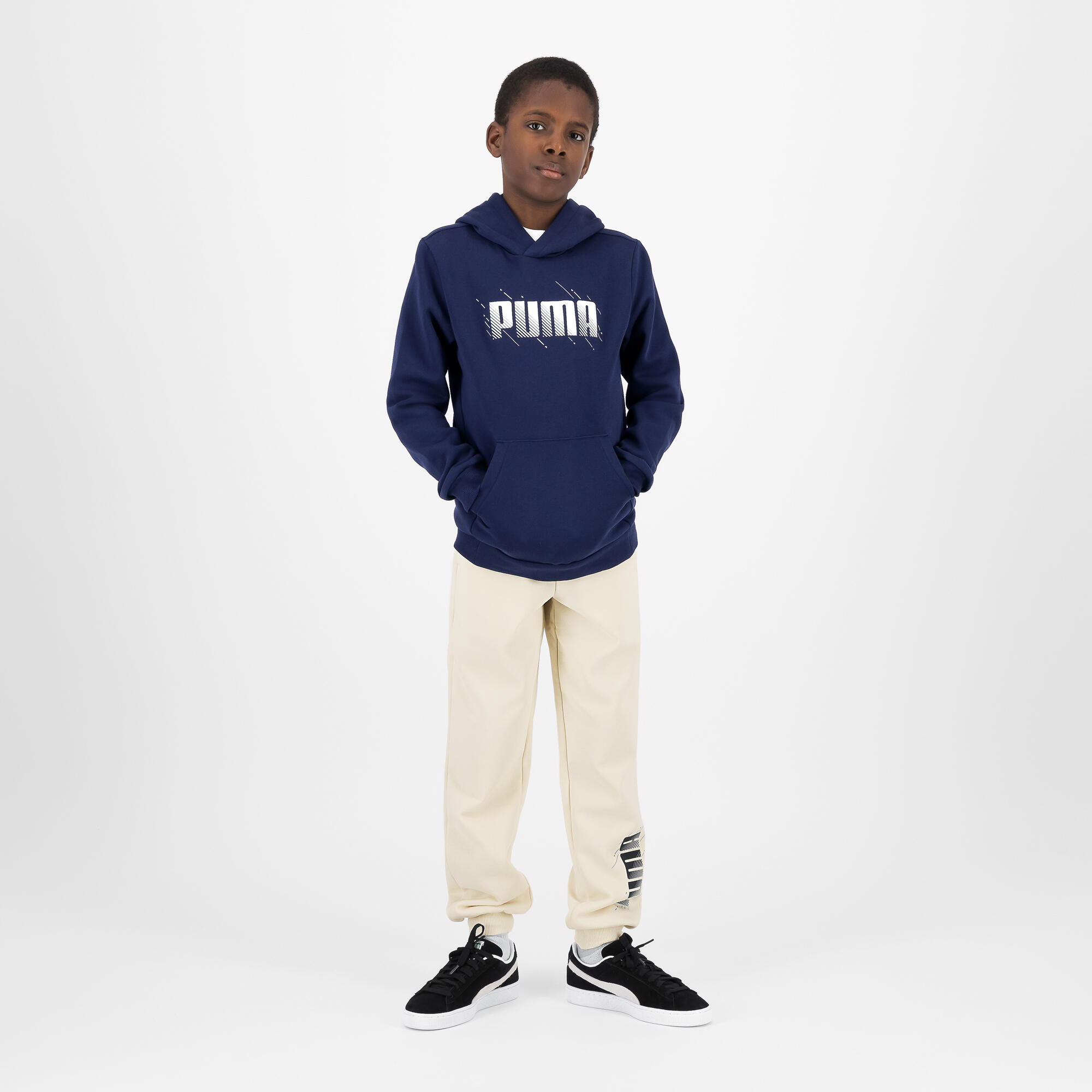 Hoodie voor gym kinderen marineblauw met opdruk 2/6