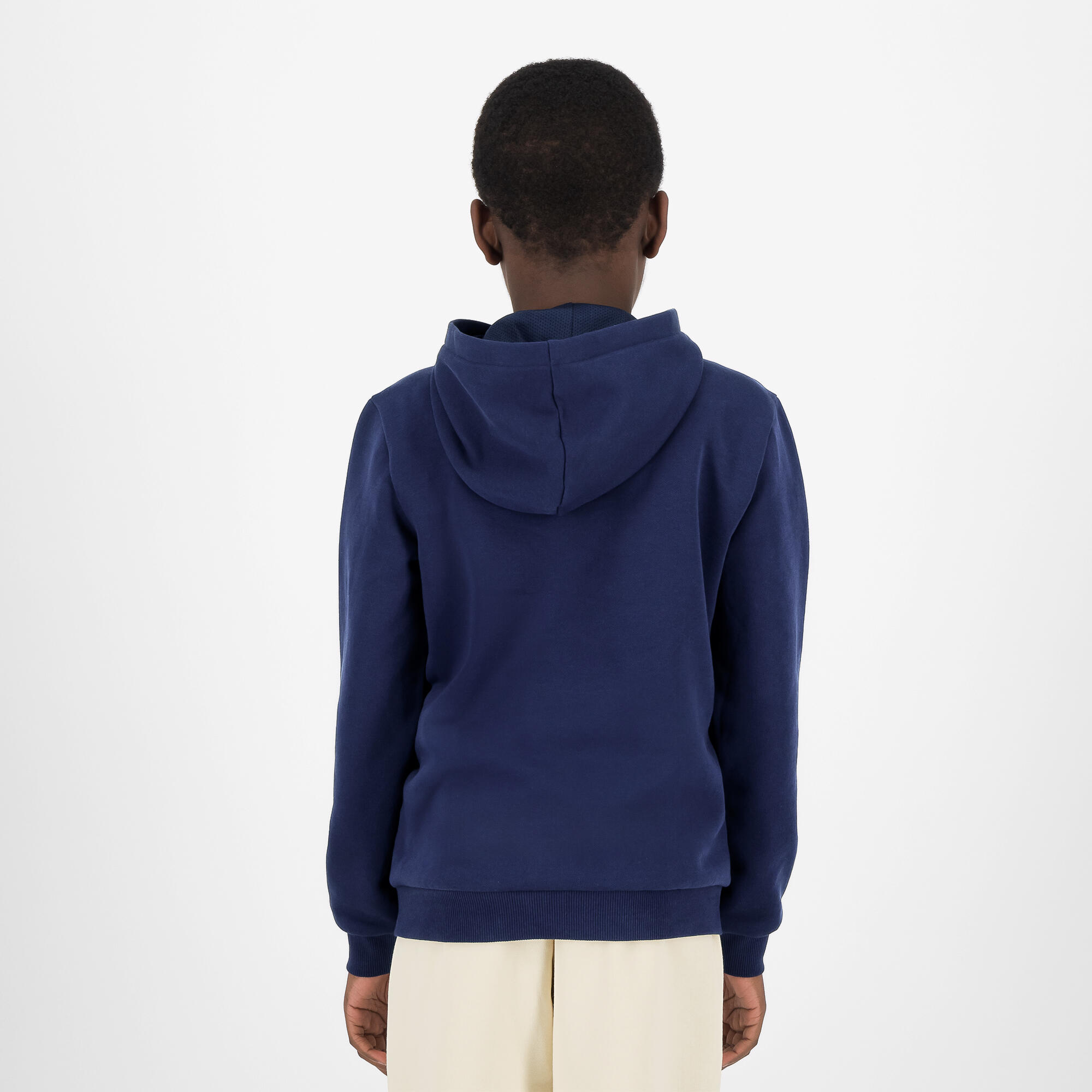 Hoodie voor gym kinderen marineblauw met opdruk 4/6