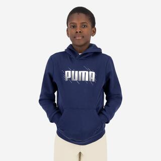Felpa Puma bambino ginnastica con cappuccio pesante blu stampata