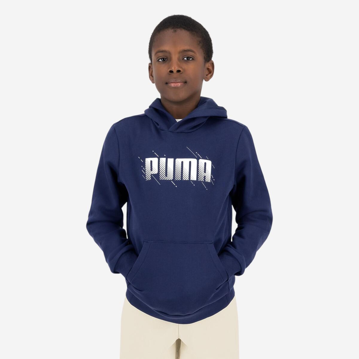 Sweat à capuche imprimé Puma enfant - bleu marine