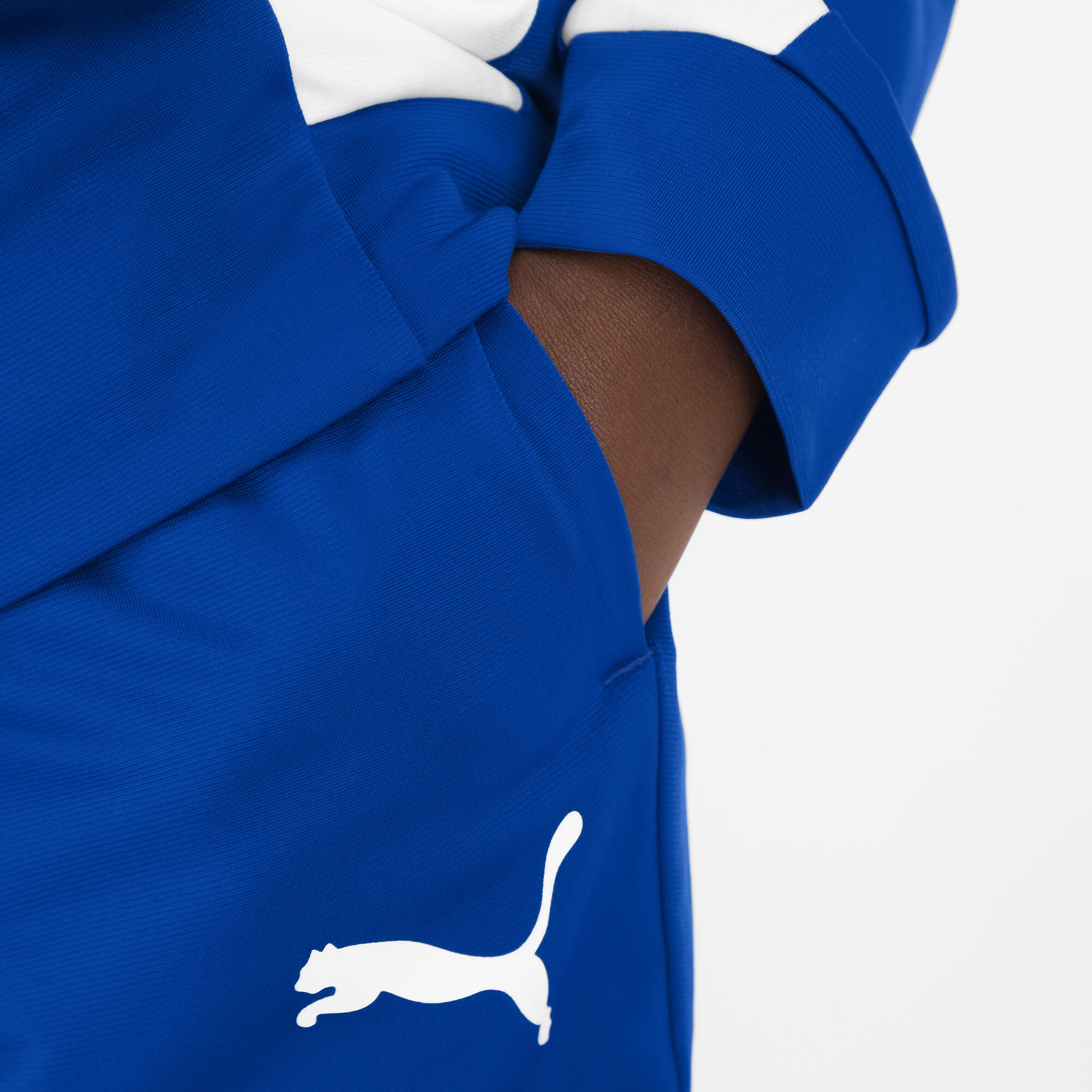 Trainingspak voor gym kinderen blauw en wit 3/5