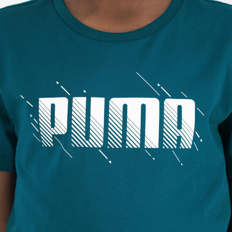 T-shirt Puma bambino ginnastica regular fit 100% cotone verde