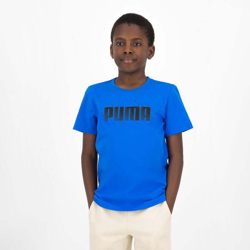 T-shirt voor gym kinderen blauw met opdruk