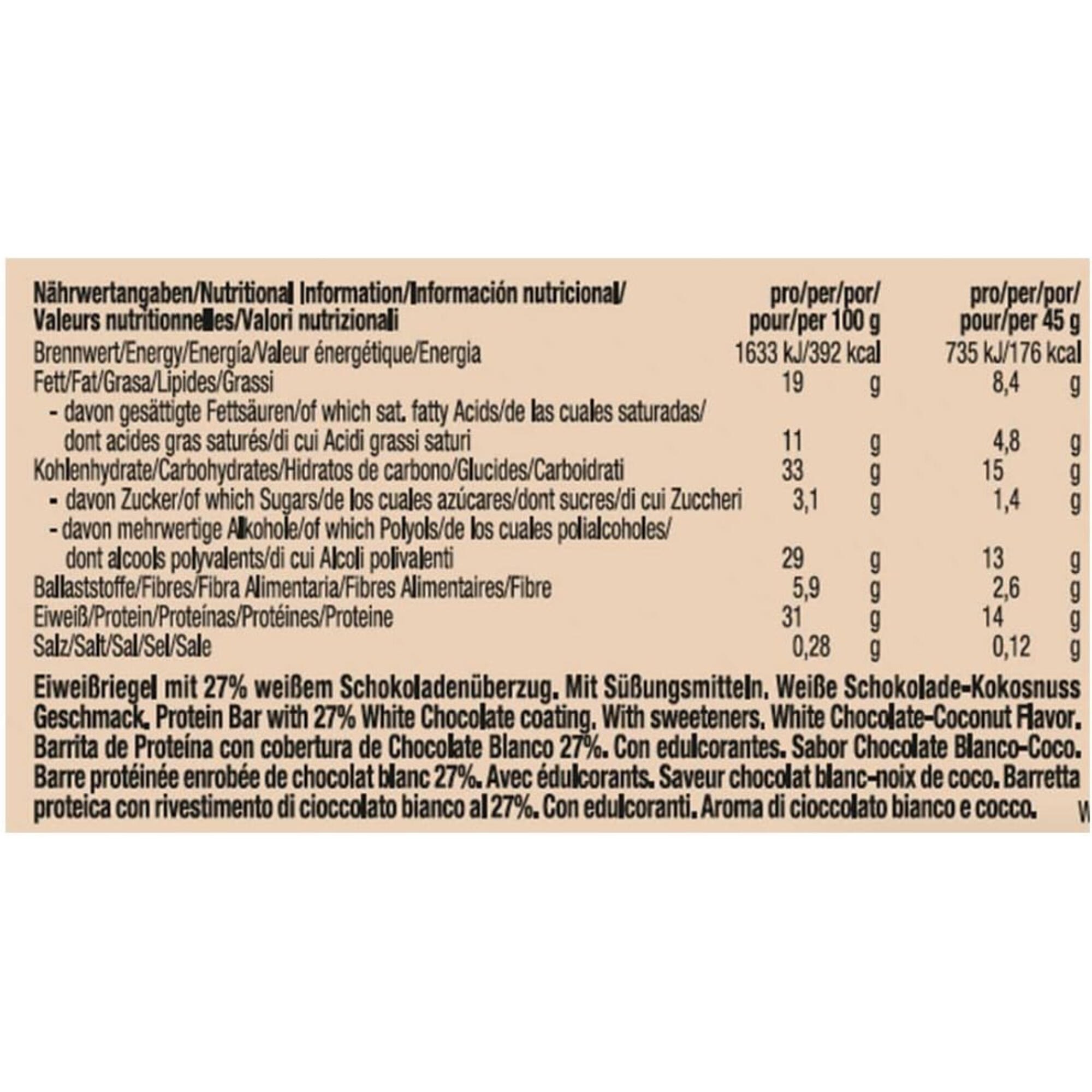 Barreta Proteica Joe's Core Bar 45 g Weider Xocolata Blanca i Coconut 3/3