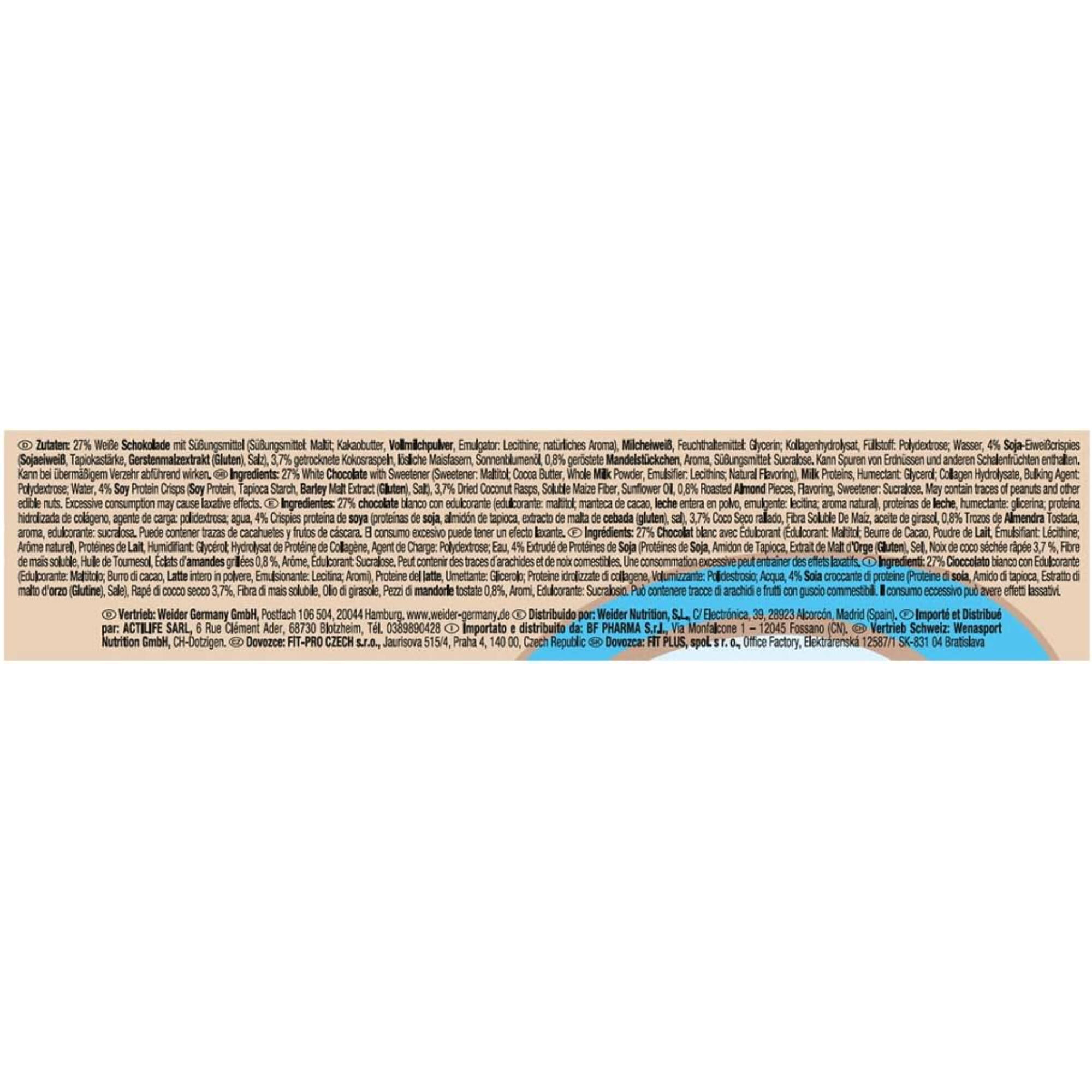 Barreta Proteica Joe's Core Bar 45 g Weider Xocolata Blanca i Coconut 2/3