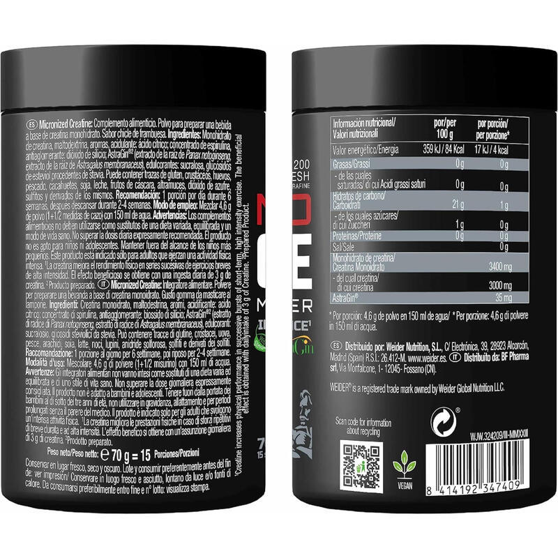 Pack proteína complex 1,2kg chocolate fondant + creatina micronizada 70g