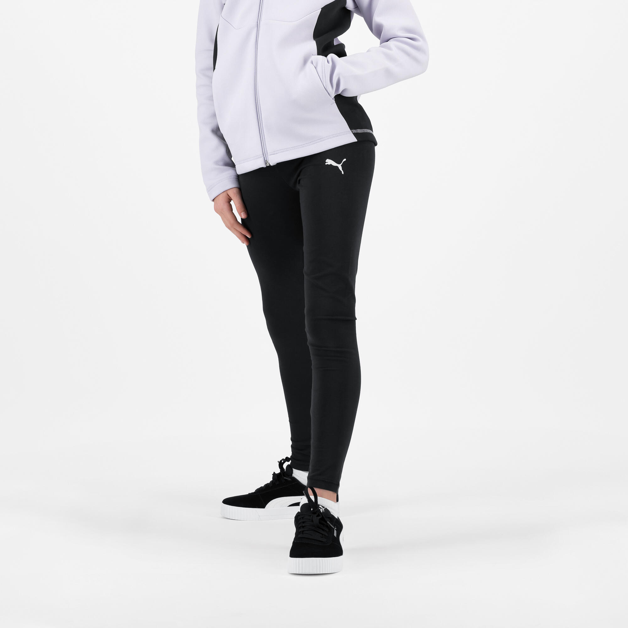 Tuta Puma bambina ginnastica con cappuccio felpata lavanda 3/6