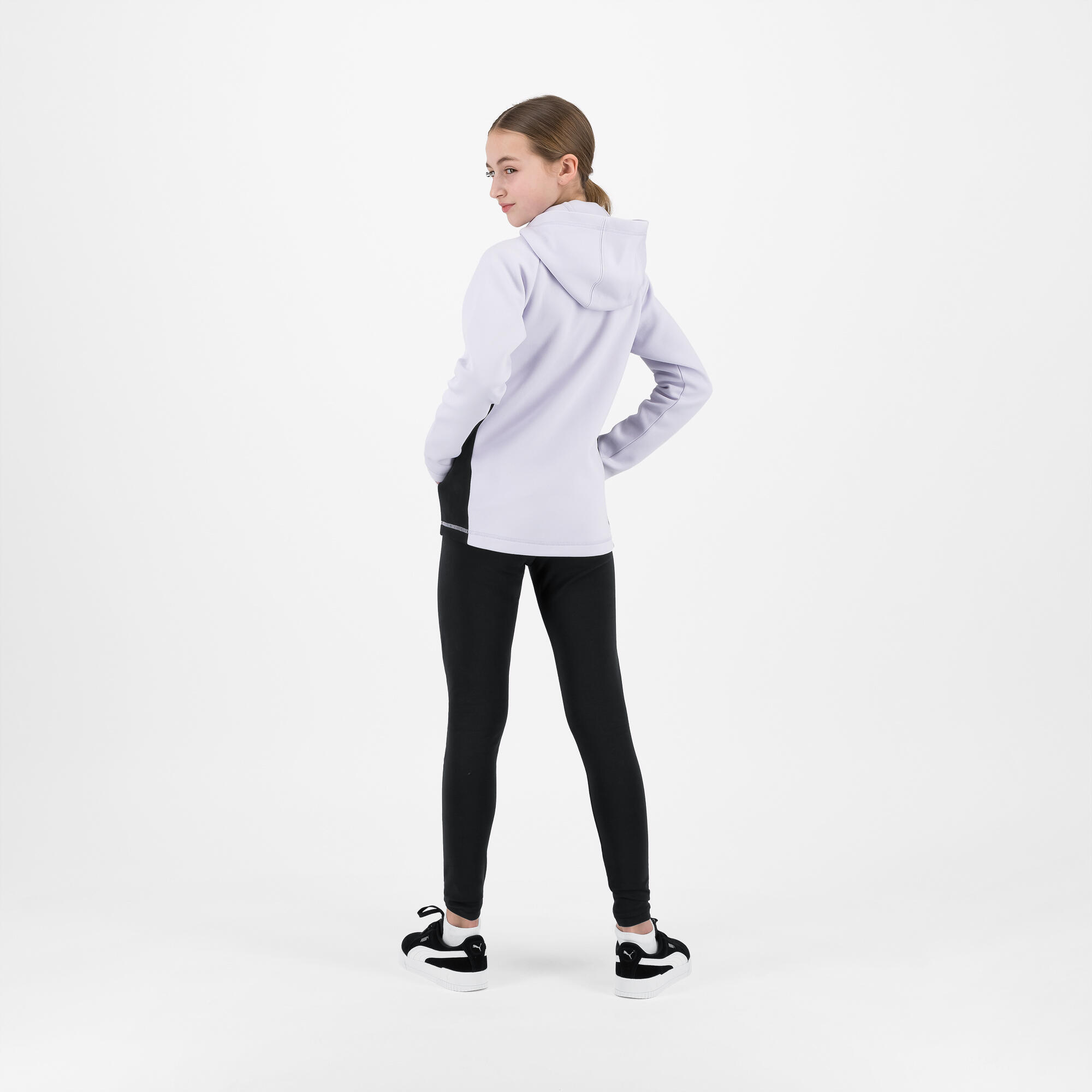 Tuta Puma bambina ginnastica con cappuccio felpata lavanda 5/6