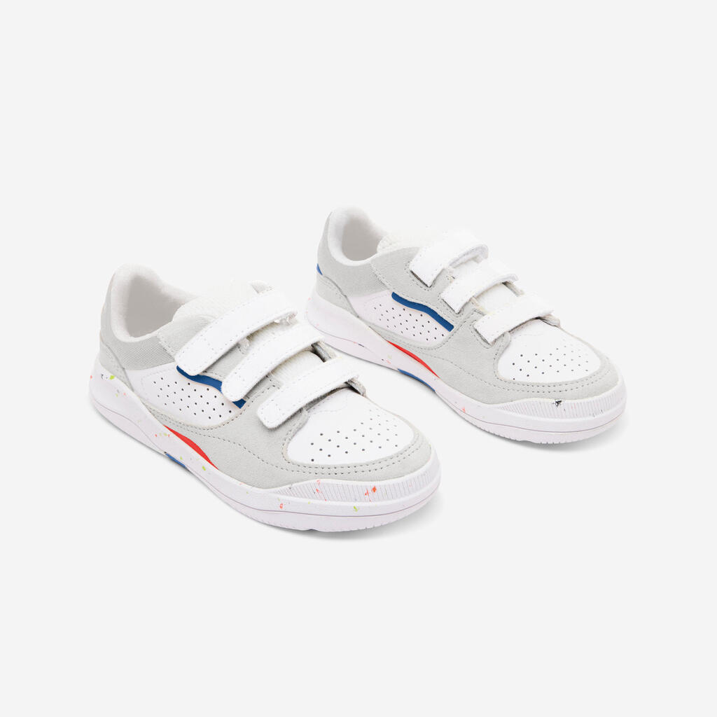 Chaussures à scratch enfant blanche bleu rouge - playventure city