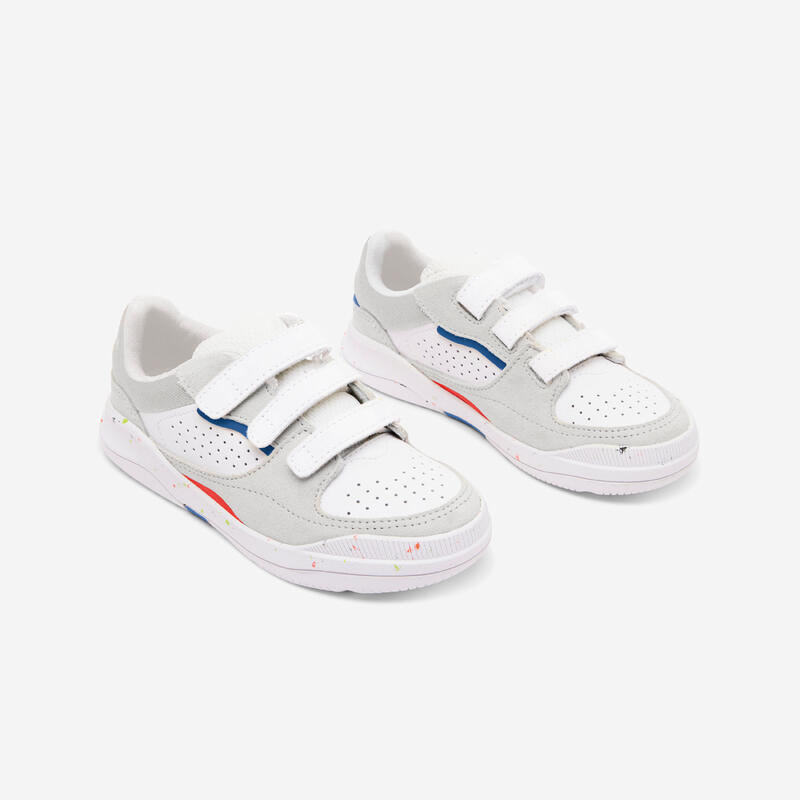 Chaussures multisport à scratchs en cuir enfant mixte, Playventure city blanc